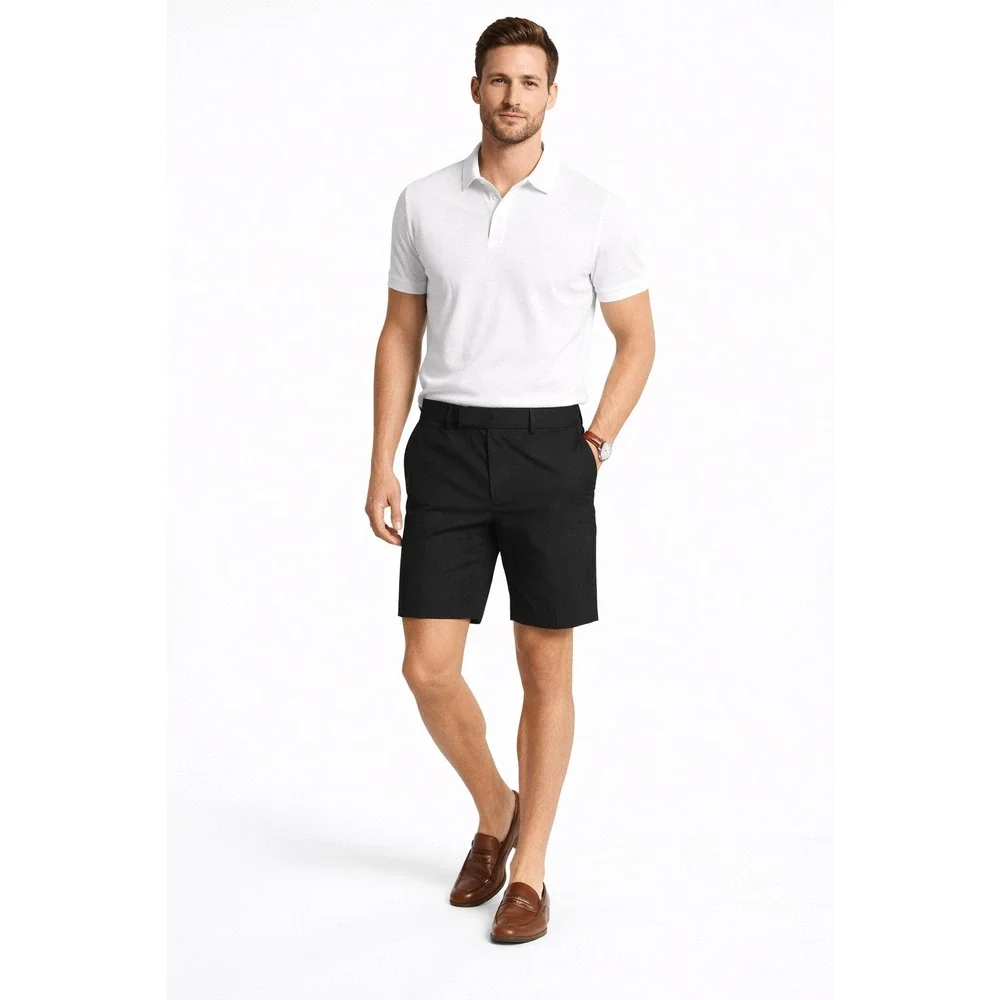 ASOS Design Slim Chino Shorts Mens Size‎ 32 Black Solid Woven Tailored Summer